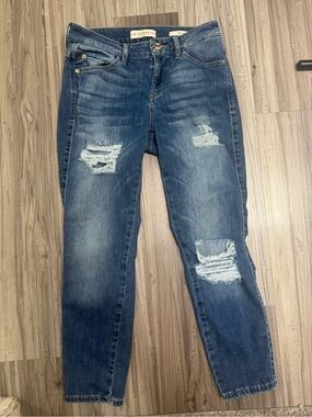 #5 Guess Sexy Curve Distressed Skinny Jeans Women’s Size 27 Dark Wash 24.5” I